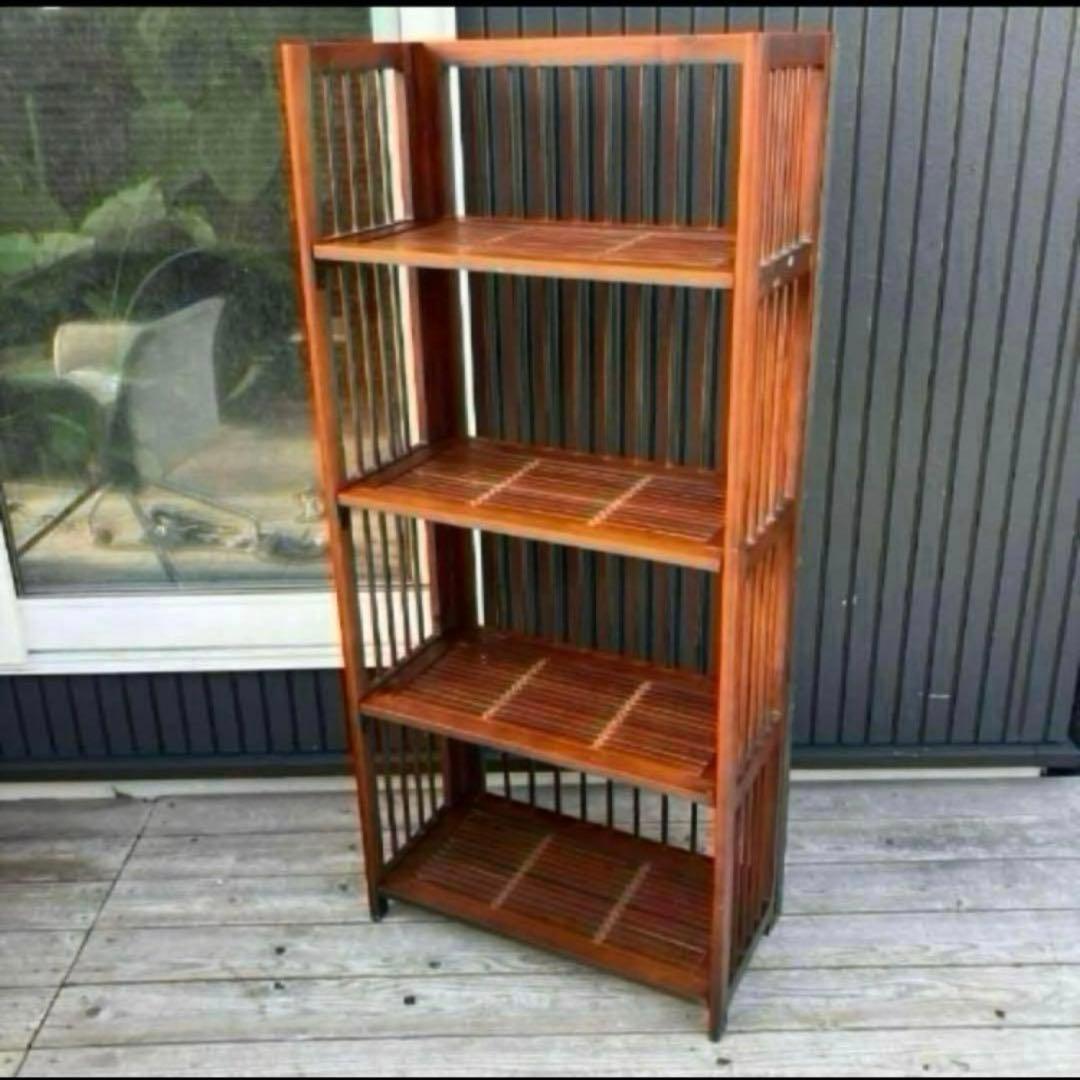 昭和レトロ 木製フレーム 4段折りたたみラック 飾り棚 花台 プランターラック