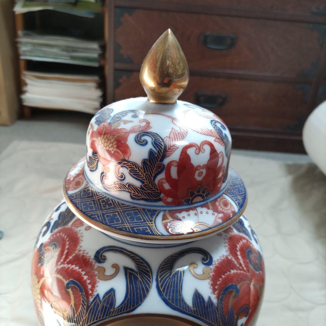 金彩錦手飾壺時計　伊万里鳳凰　大鉢色絵金彩