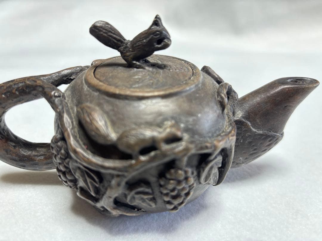急須 中国茶器 リスとブドウ 珍品