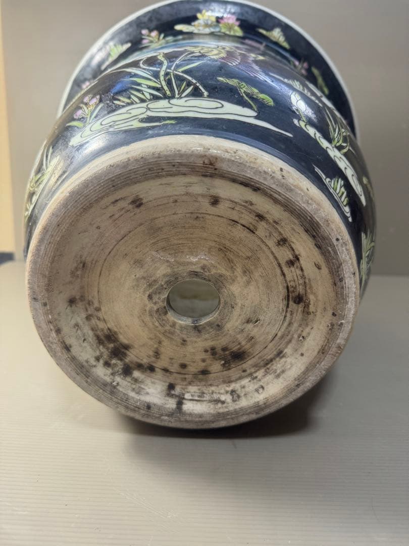 2609 中国骨董　花鳥文　鉢　植木鉢　時代物