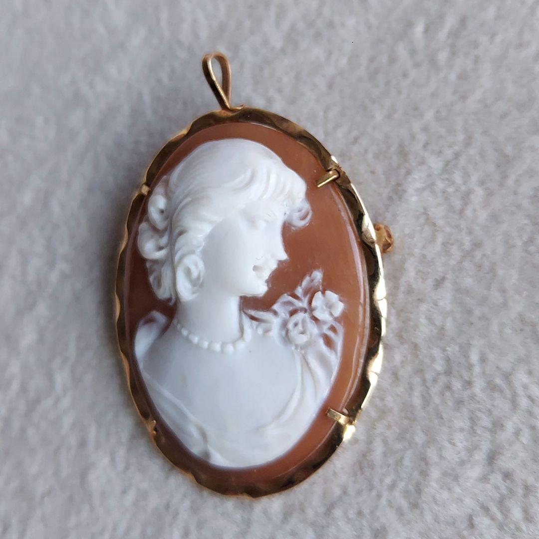 ヴィンテージ　女性　カメオ　ペンダントトップ&ブローチ