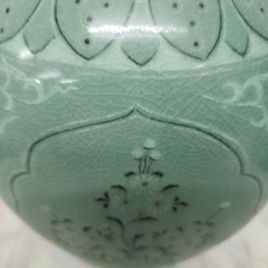 Ｂフライデー蔵出し特価青緑色の花瓶 陶器製作家物高さ21cm幅15cm×13cm