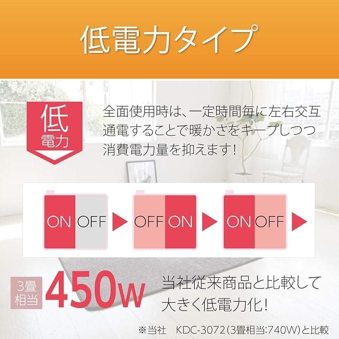 コイズミ 電気カーペットカバー付きセット 洗えるカバー 3畳240×200cm