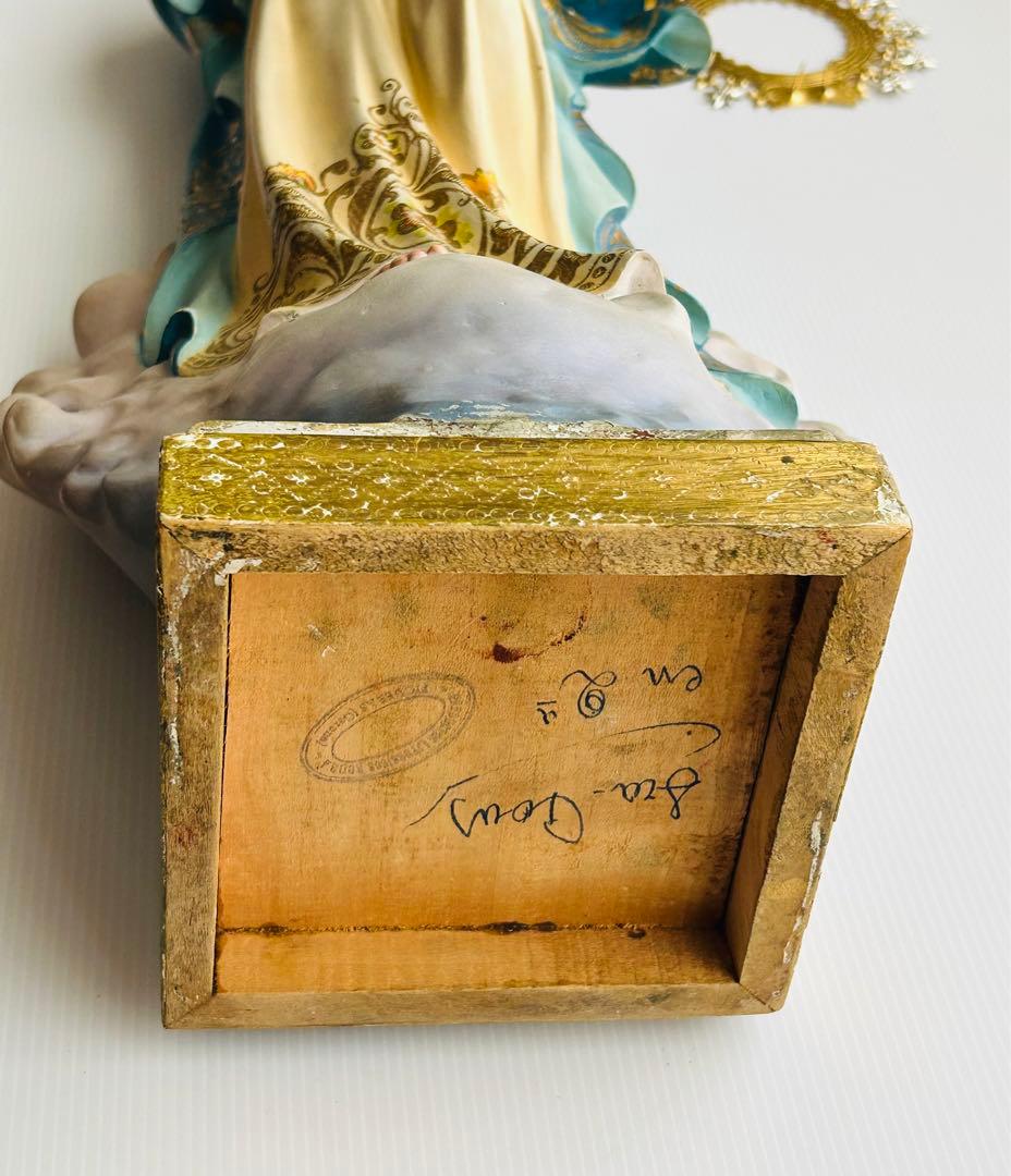 【超超希少美顔】✞無原罪の御宿り 胸に手を当てる聖母マリア像　宗教彫刻