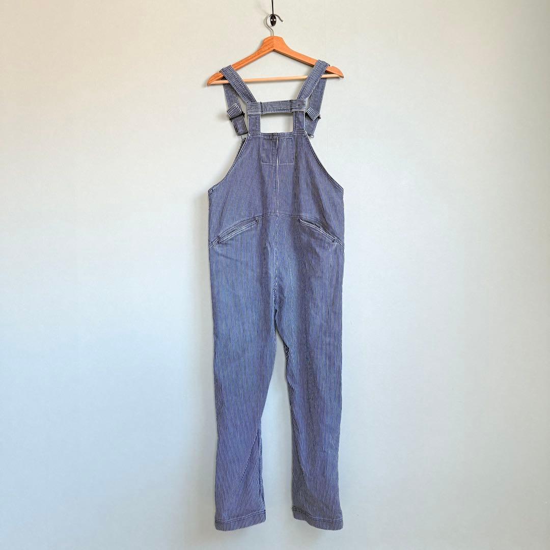 美品 natal design ネイタルデザイン オーバーオール ヒッコリー 縞