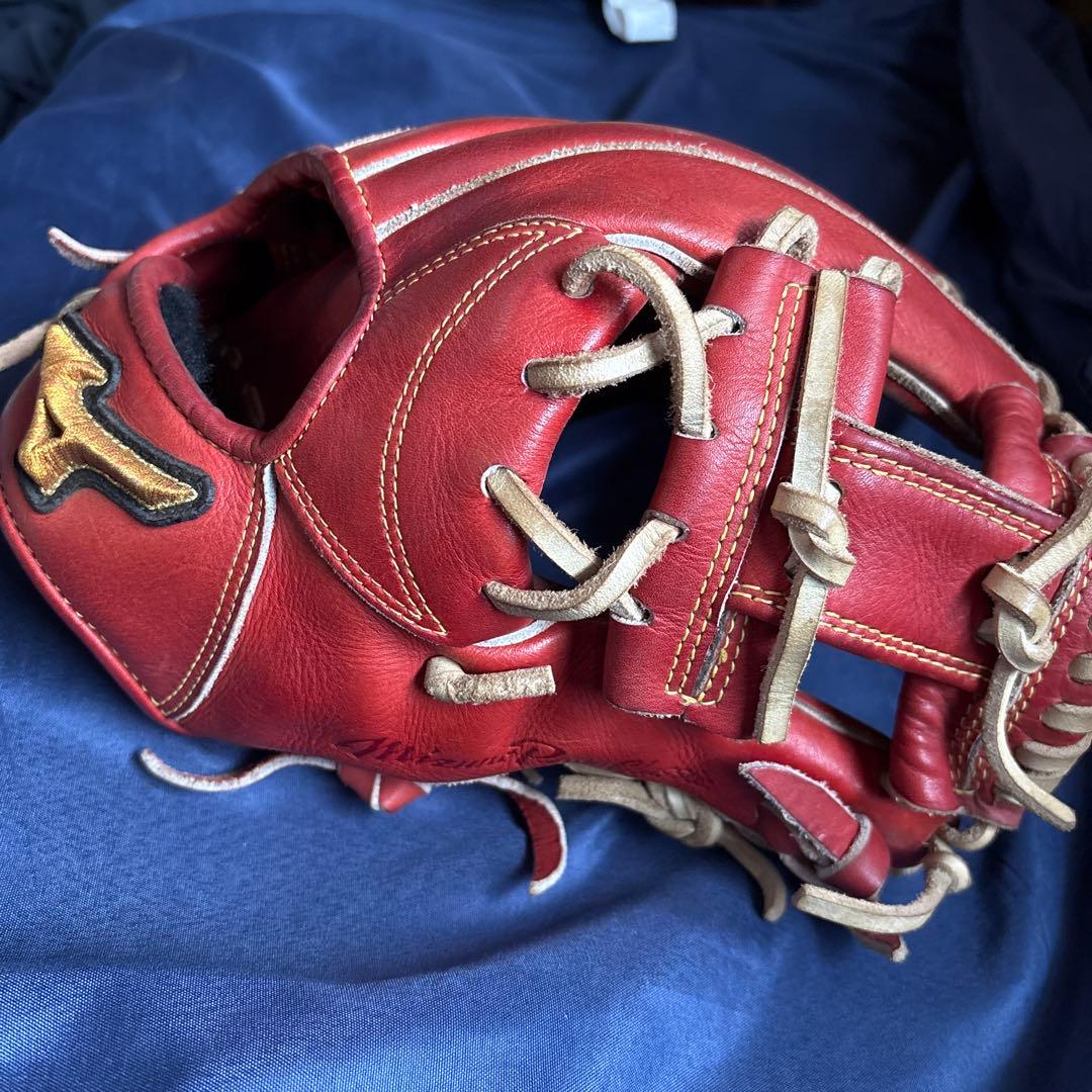 赤 レザー 硬式野球グローブ
