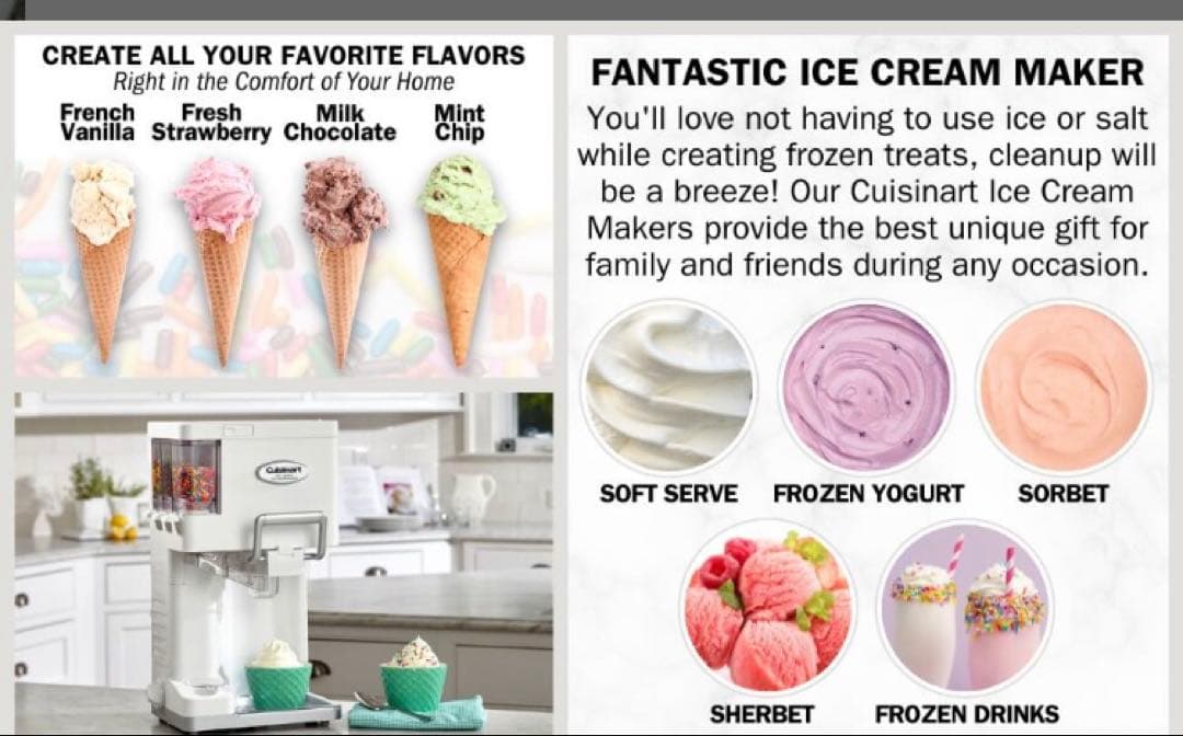 【USED】オシャレ❤️Cuisinart❤️ソフトクリームメーカー❤️ICE-45