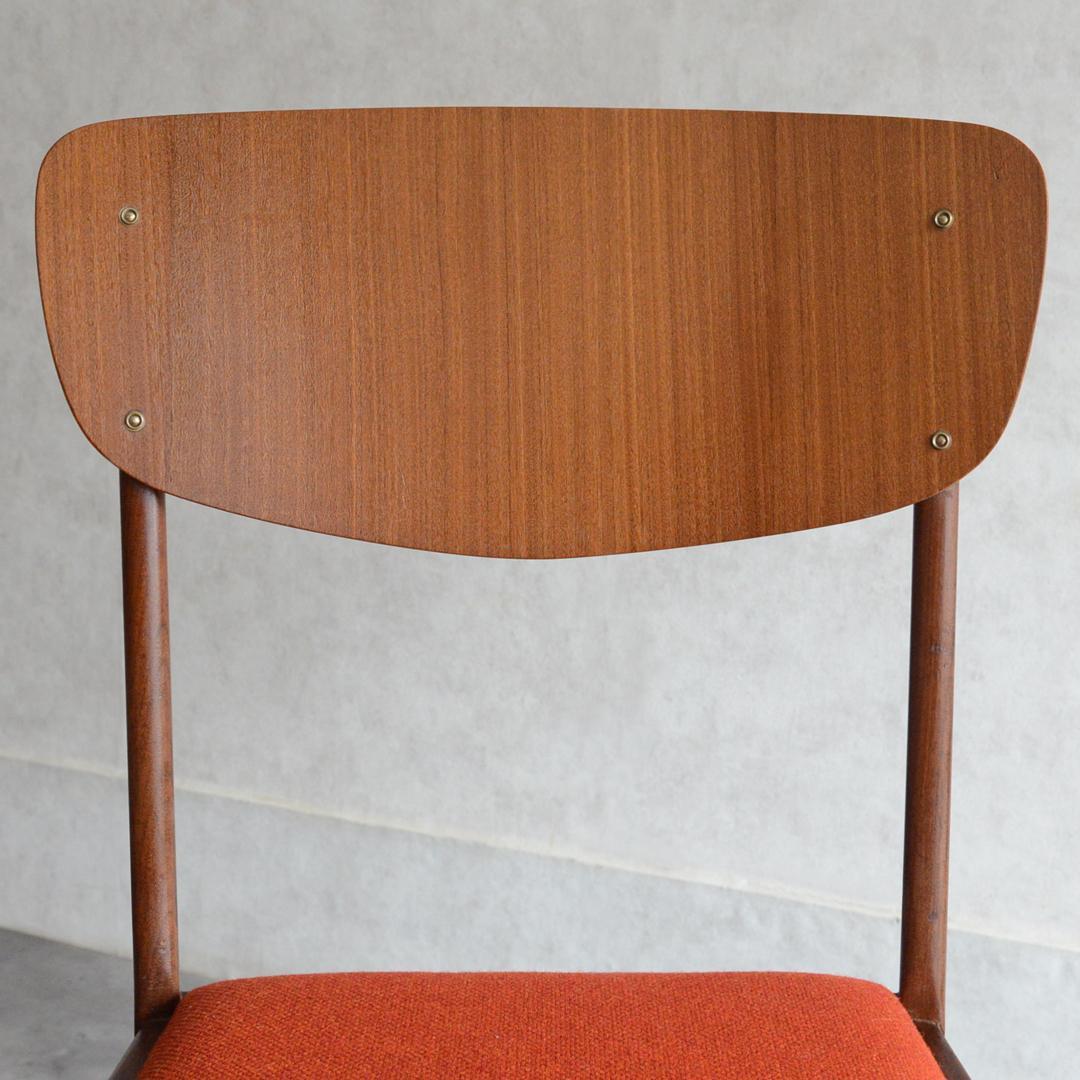 イギリス ヴィンテージ チーク ダイニングチェア オレンジ 北欧家具 04