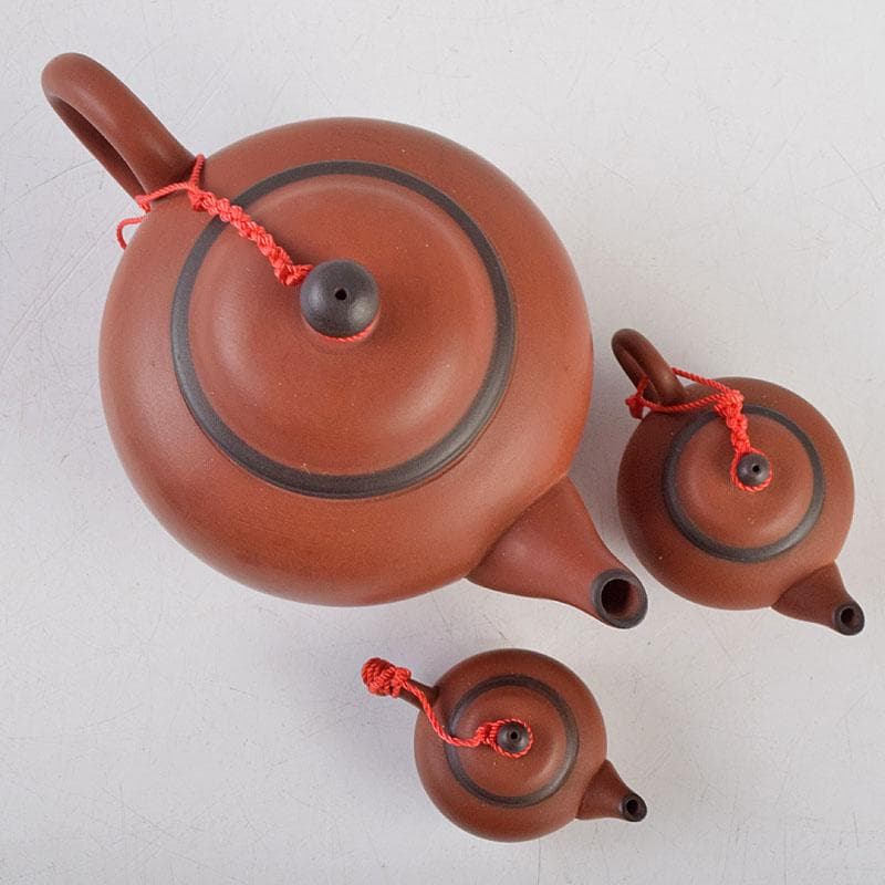 中国　荊渓恵孟臣製　 紫砂　朱泥　急須　茶壷　大中小3点まとめて　M　R9040