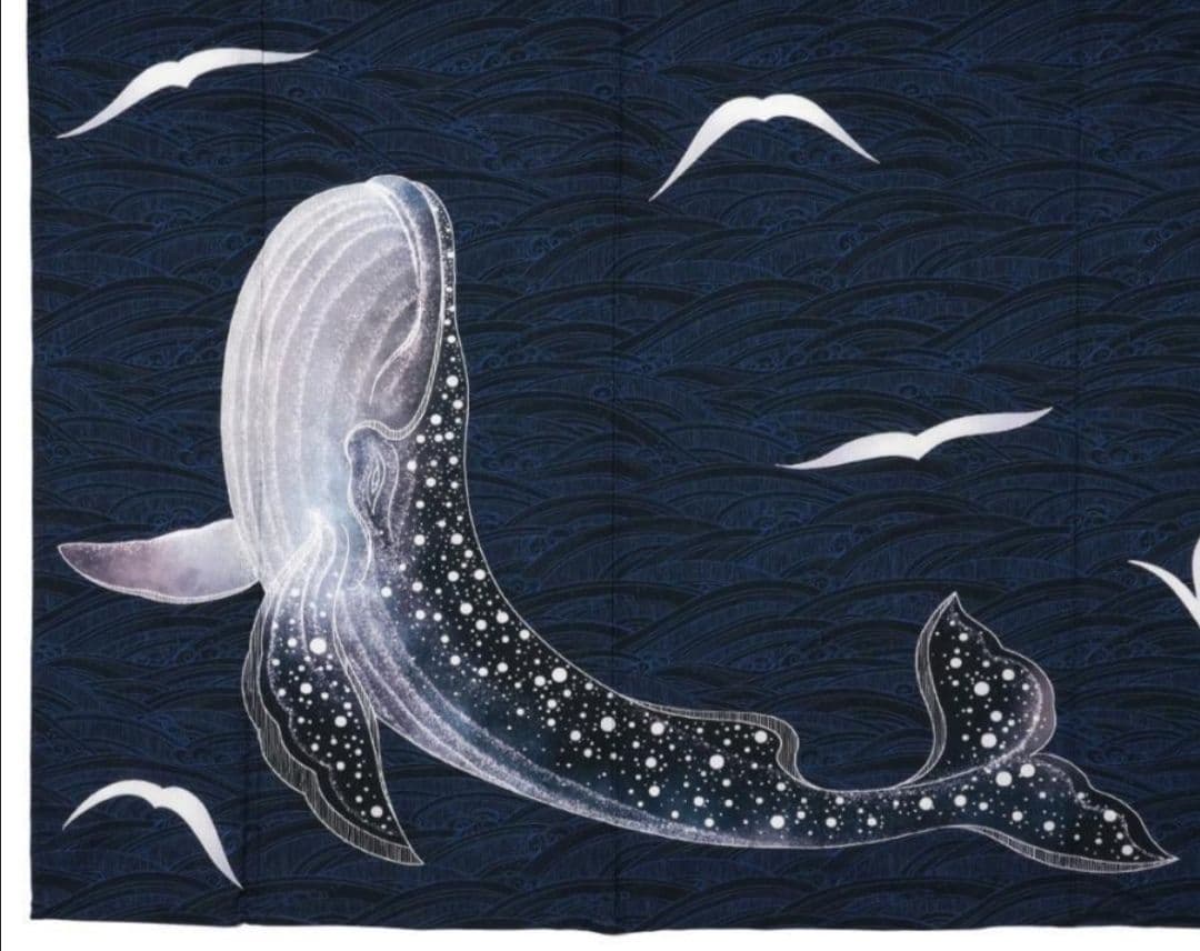 ★最終★レア柄★めずらしい絵羽柄浴衣.紺地波柄★夏きもの大人の浴衣