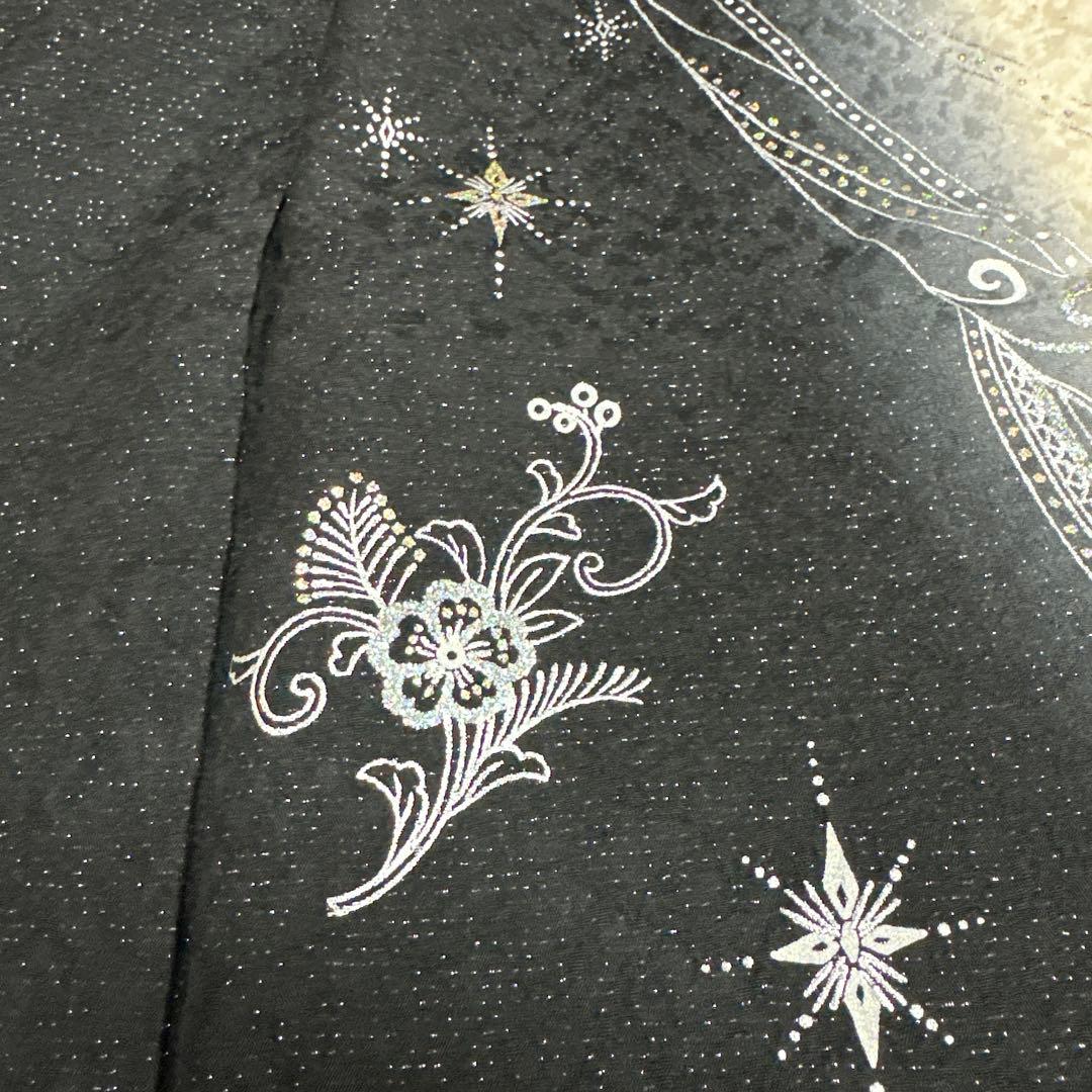 モノトーン キラキララインストーン訪問着 銀通し 白黒