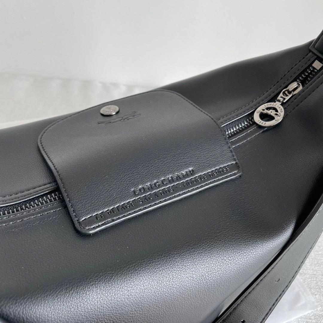LONGCHAMP 新作 カーフスキン サイドバッグ ショルダーバッグ ブラック