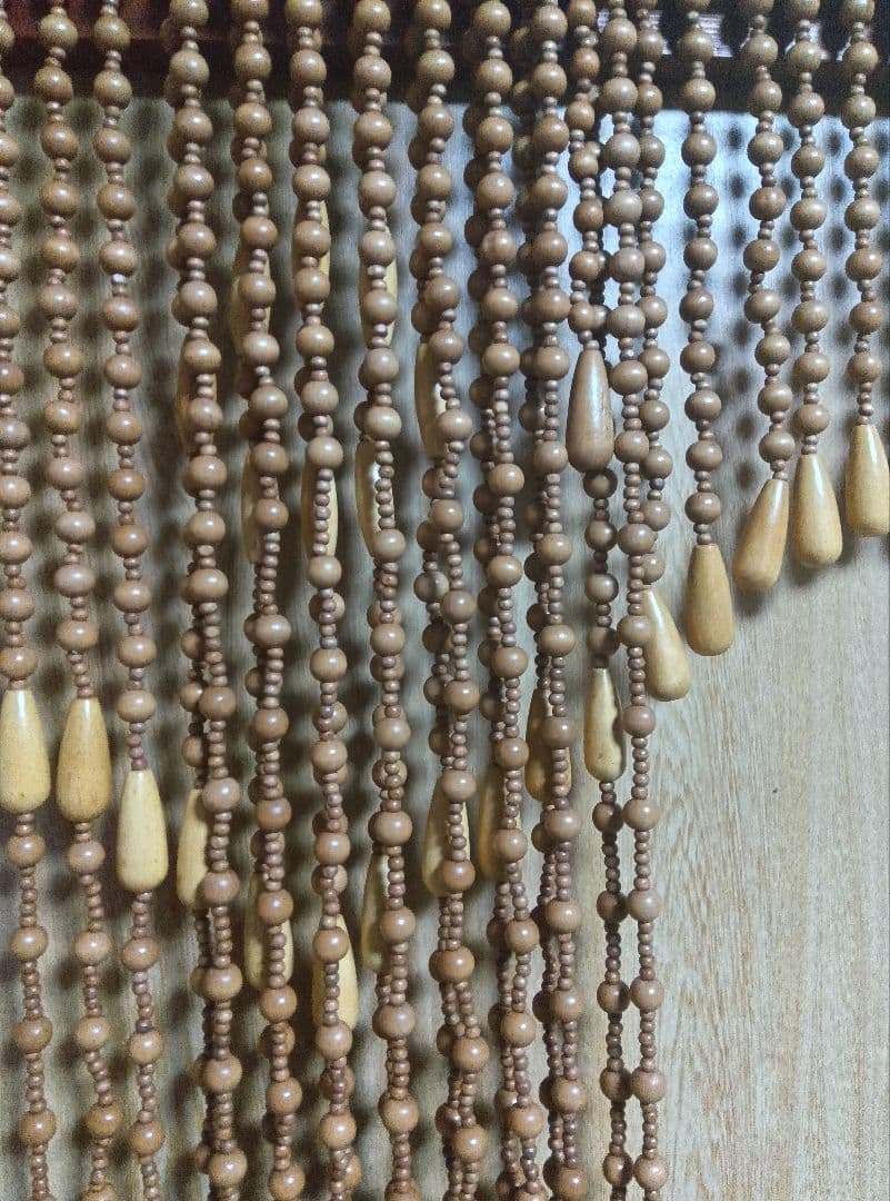 昭和レトロ天然木珠暖簾　未使用