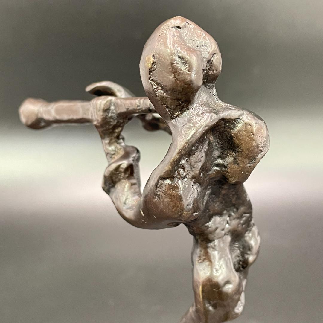 ブロンズ像 フルートを持つ人物像 ミッドセンチュリーモダン 抽象彫刻 SB17