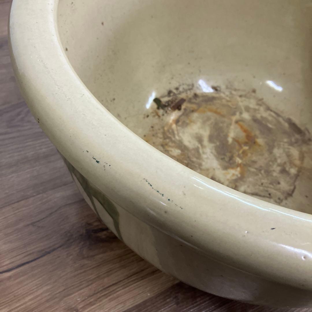 C-5 昭和レトロ アンティーク 陶器製 大型ボウル 火鉢 水鉢 睡蓮鉢