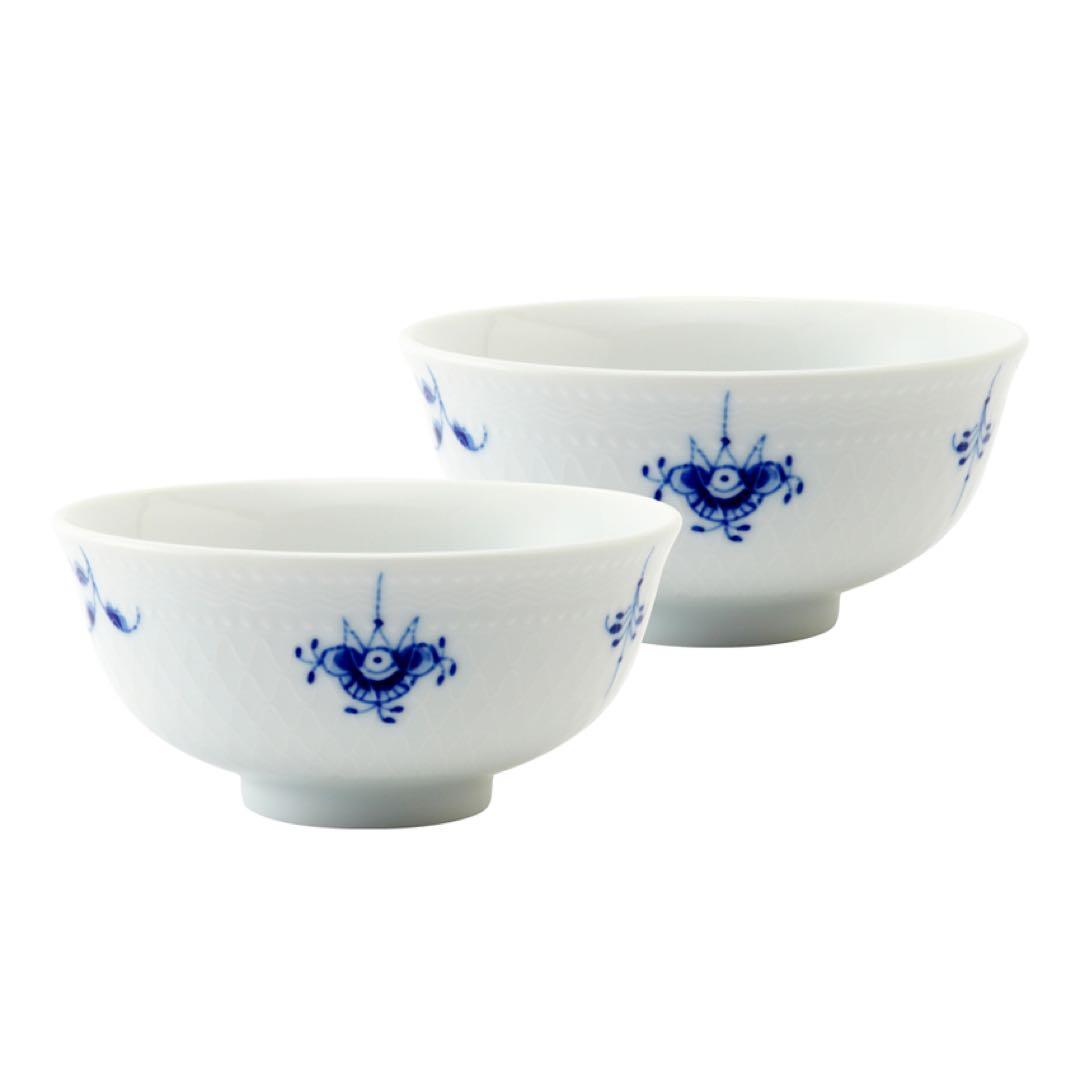 新品ロイヤルコペンハーゲン ブルーパルメッテブロッサム ライスボウルお茶碗セット