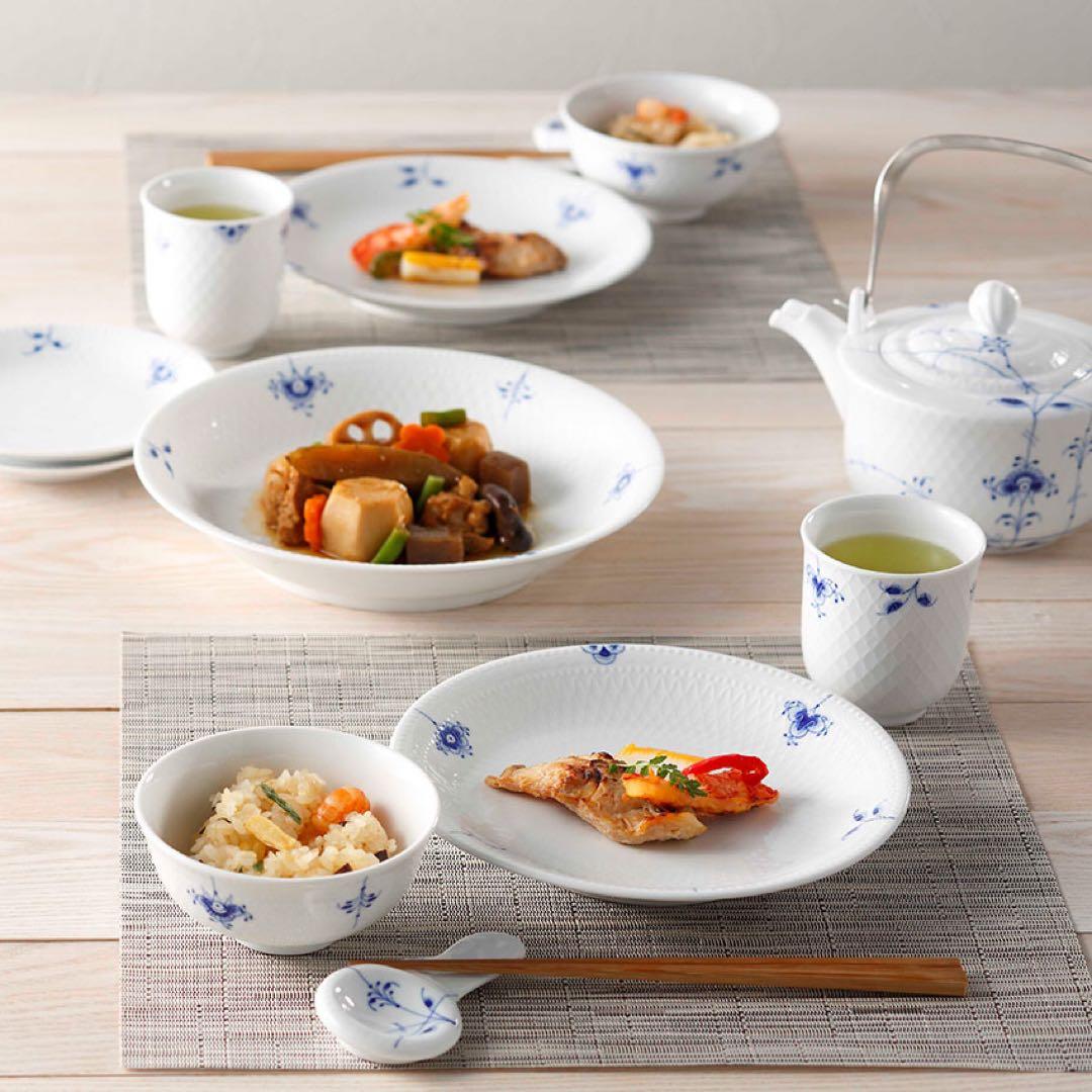 新品ロイヤルコペンハーゲン ブルーパルメッテブロッサム ライスボウルお茶碗セット