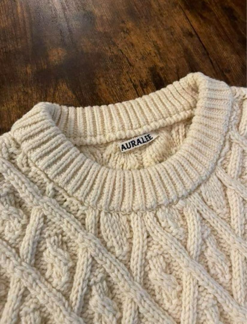 トップス AURALEE HARD TWIST MERINO ARAN KNIT P/O