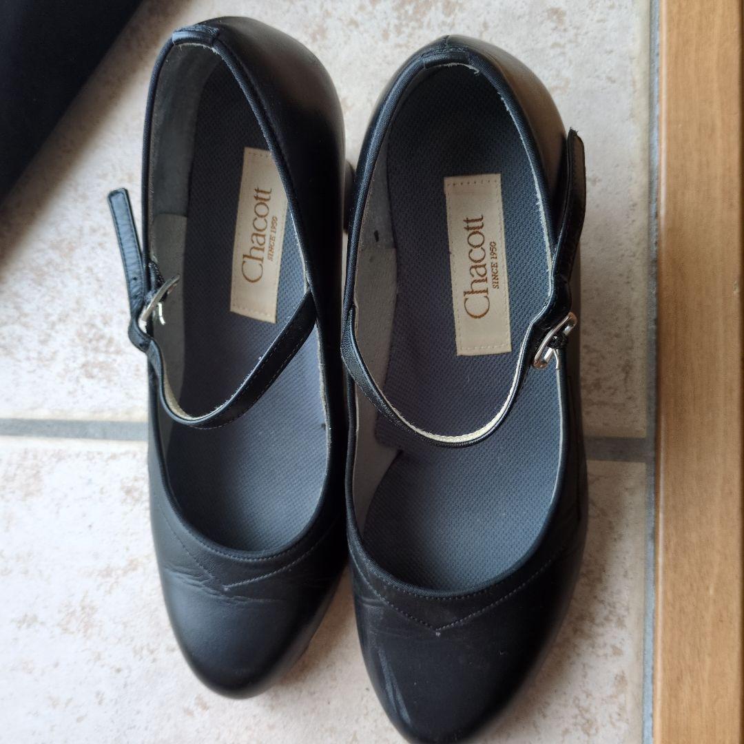 Chacott ブラック フラメンコシューズ ヒール付き