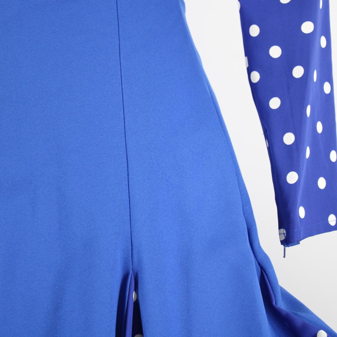 【美品 日本製 フラメンコ衣装】ブルー×ドット naja ワンピース ドレス