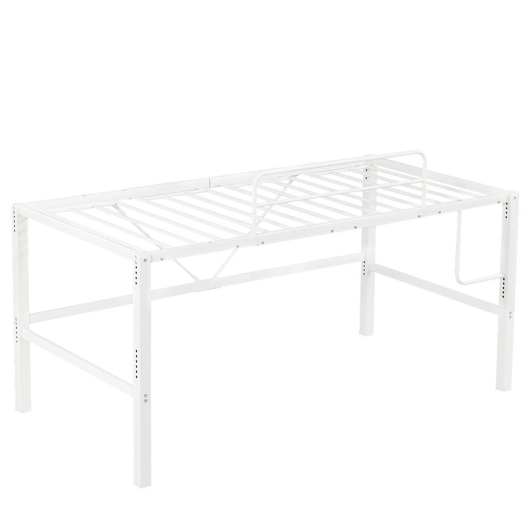 ロフトベッド【セミダブル】　省スペース　高さ調節可能　一人暮らし　WHITE