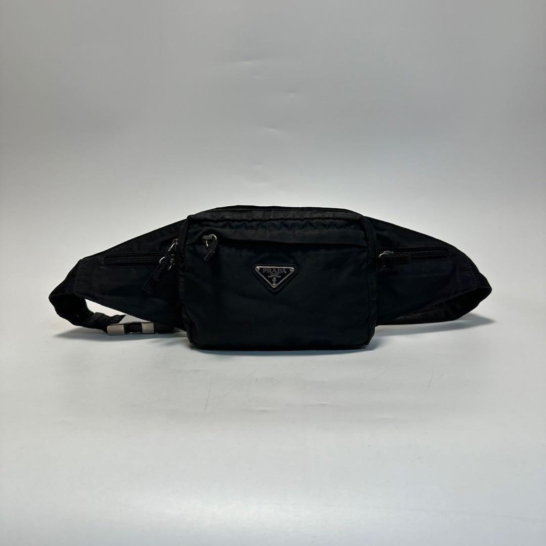 l16 プラダ 三角ロゴ　ナイロン　ブラック　ウエストポーチ　ボディバッグ.