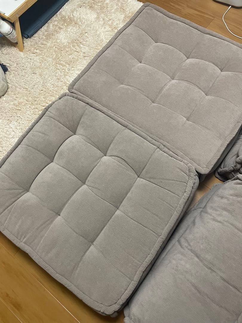 フロアソファ コーデュロイ グレージュ 2個セット