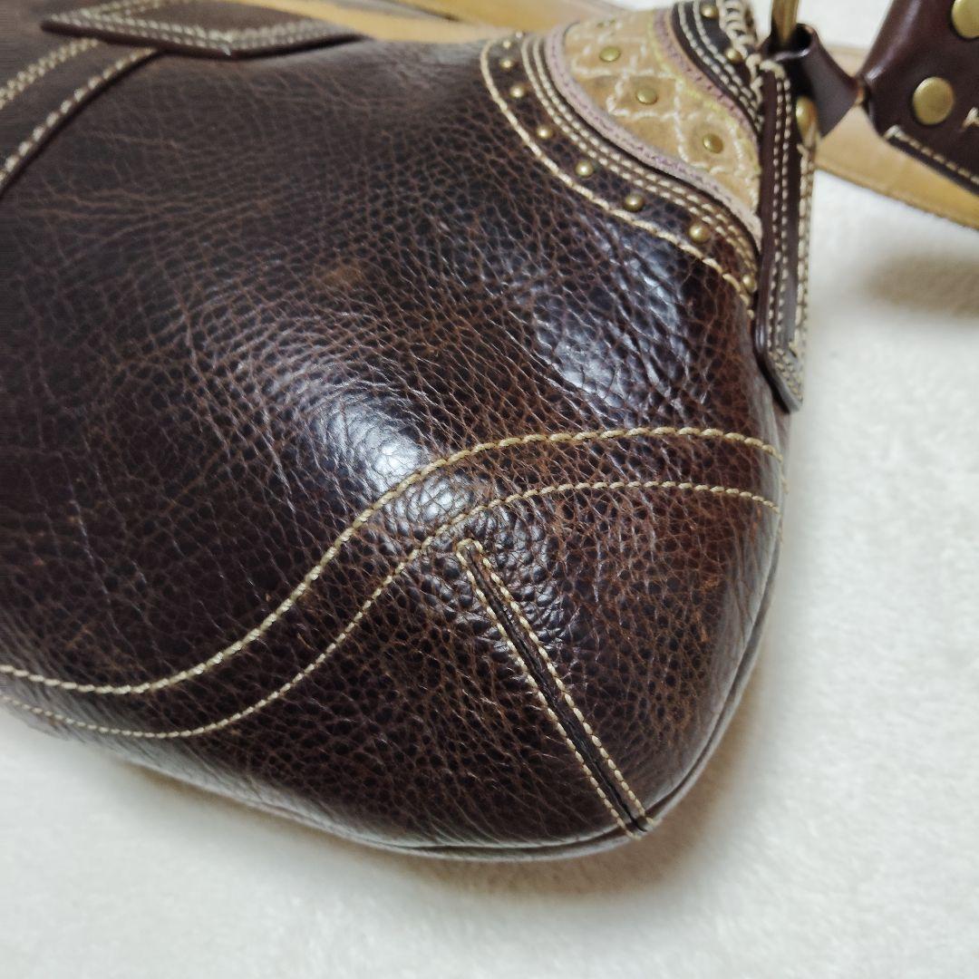 コーチ　ソーホー　ワンショルダーバッグ　スウェード　スタッズ　レザー　Y2K　茶