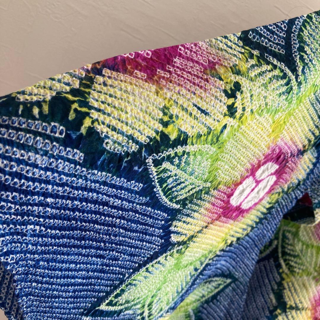 有松鳴海絞り　浴衣　絞り浴衣　手縫い　上質　大輪花模様　有松絞り　No.2-11