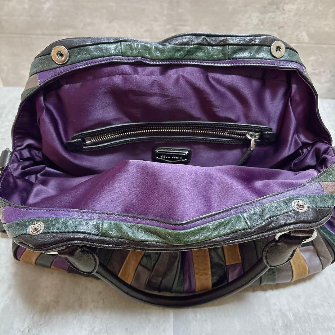 希少美品 miu miu パッチワーク ハンドバッグ Y2k マルチカラー 羊革