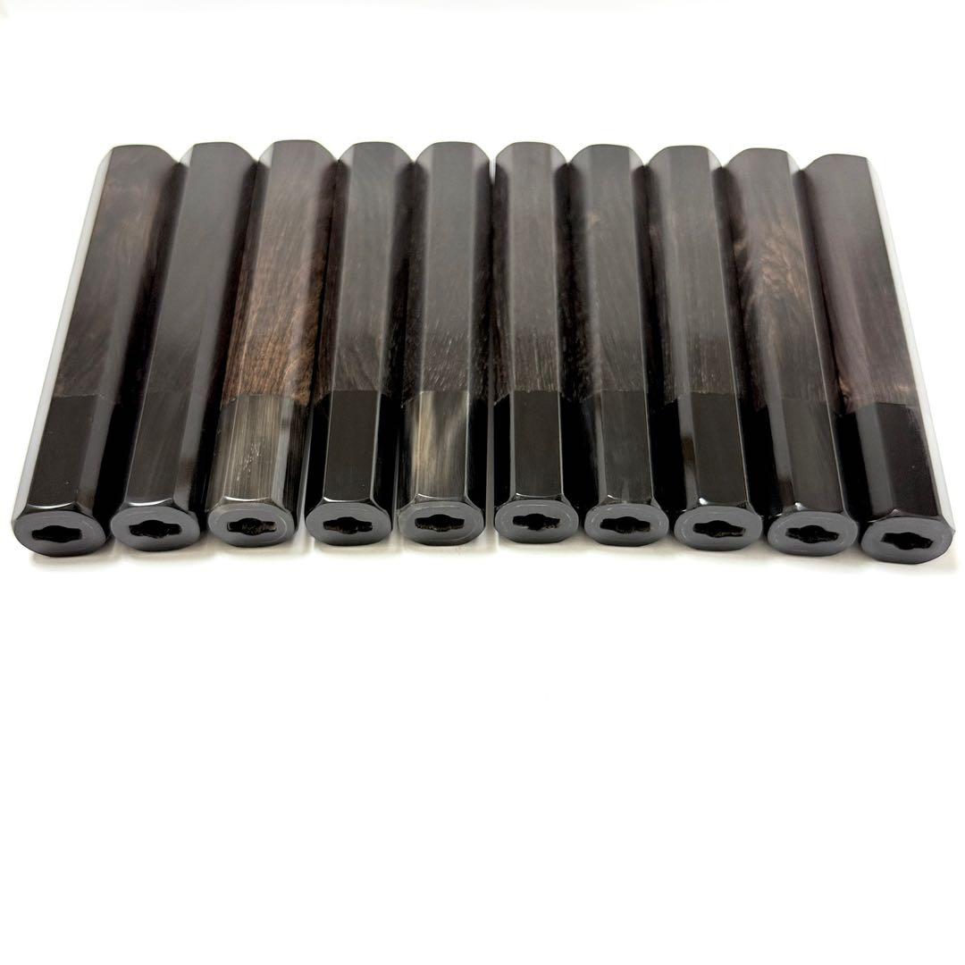 10本セット 黒水牛角 フグ引き270 黒檀八角柄 フグ引き9寸 手作り 包丁柄