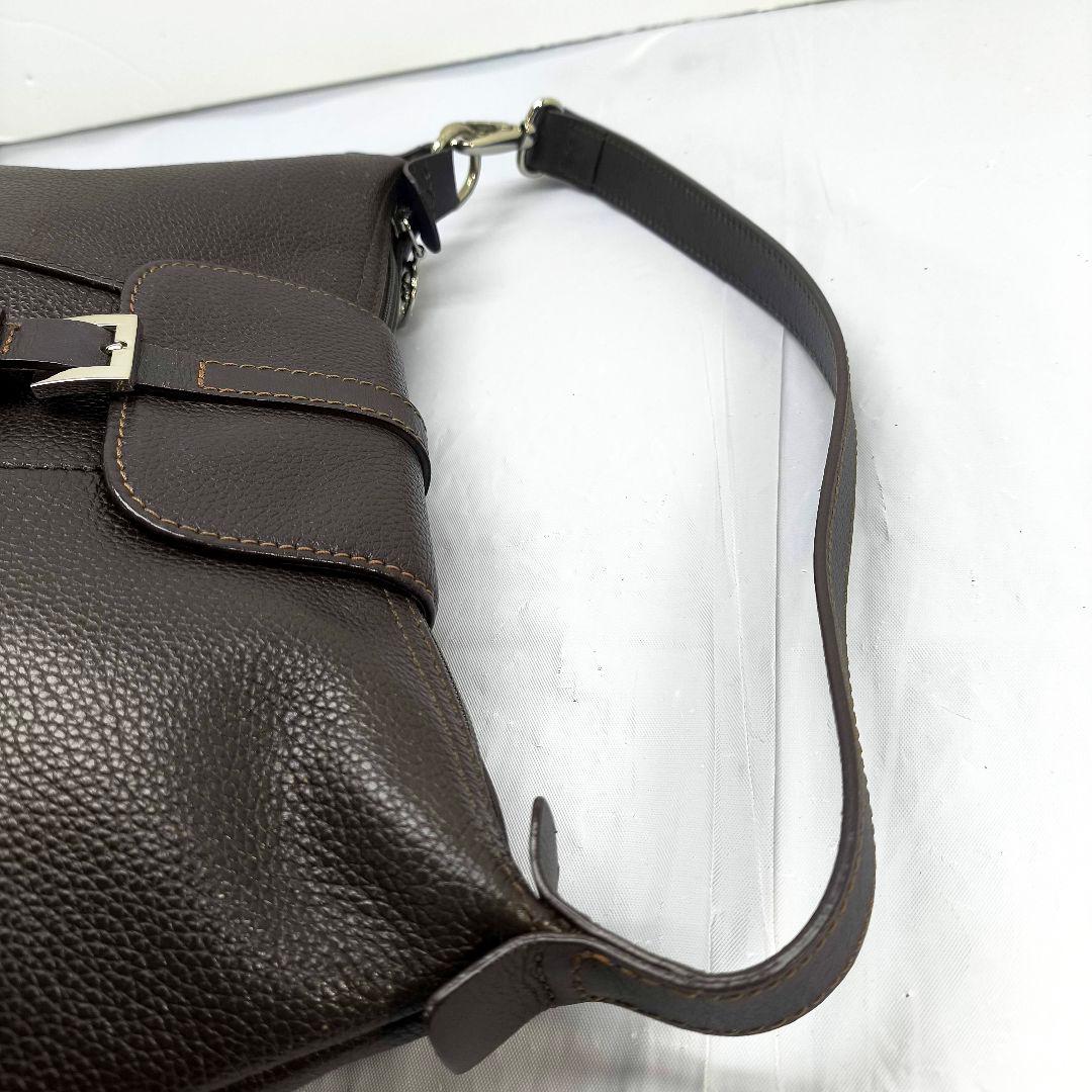 美品 ロンシャン シボ革 ショルダーバッグ LONGCHAMP