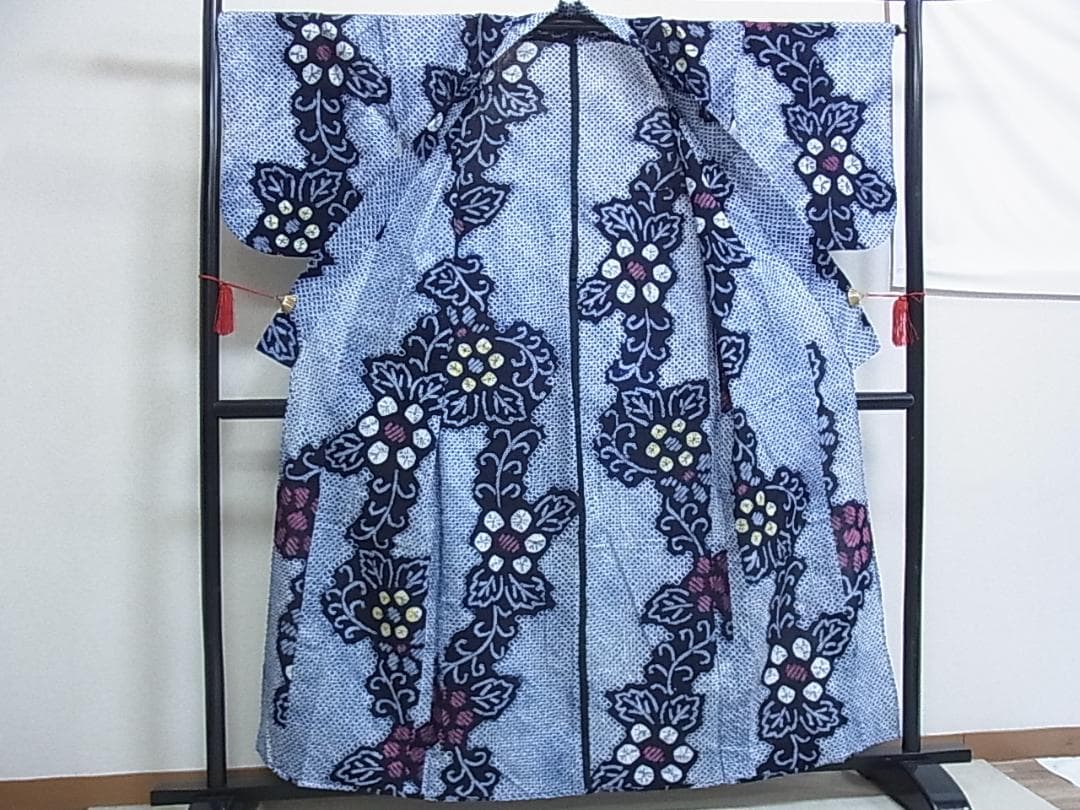 ♦︎きもの結♦︎有松鳴海絞り 浴衣 草花　綿♦︎a