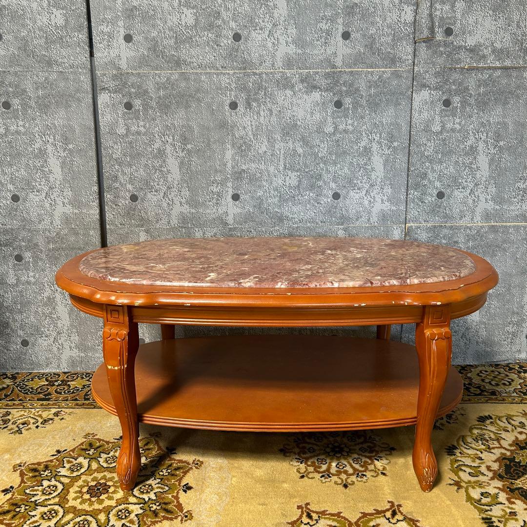 ꧁クラシック家具꧂大理石リビングテーブル センター ロー ソファ 机 猫脚