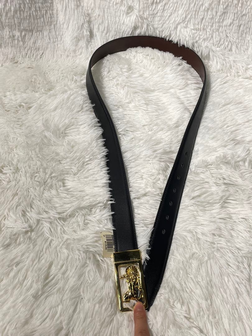 美品　CELINE セリーヌ 馬車 バックル レザーベルト 黒 イタリア製