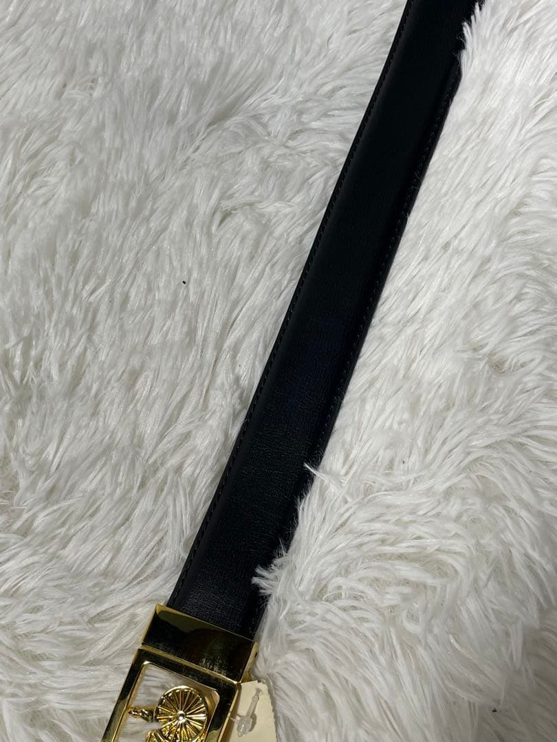 美品　CELINE セリーヌ 馬車 バックル レザーベルト 黒 イタリア製