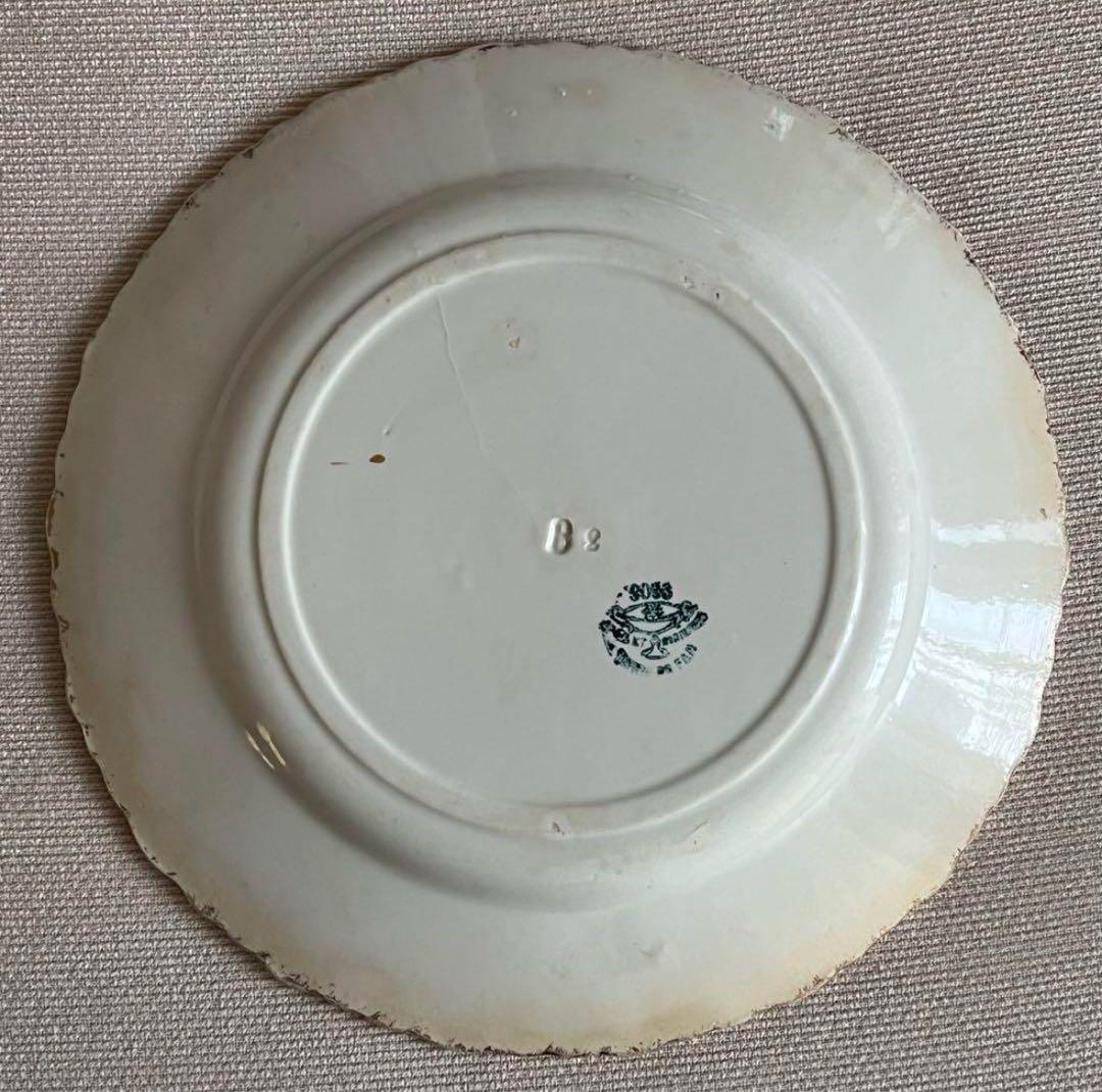 bbw01 フランス クレイユエモントロー プレート 金彩 青アザミ 5枚