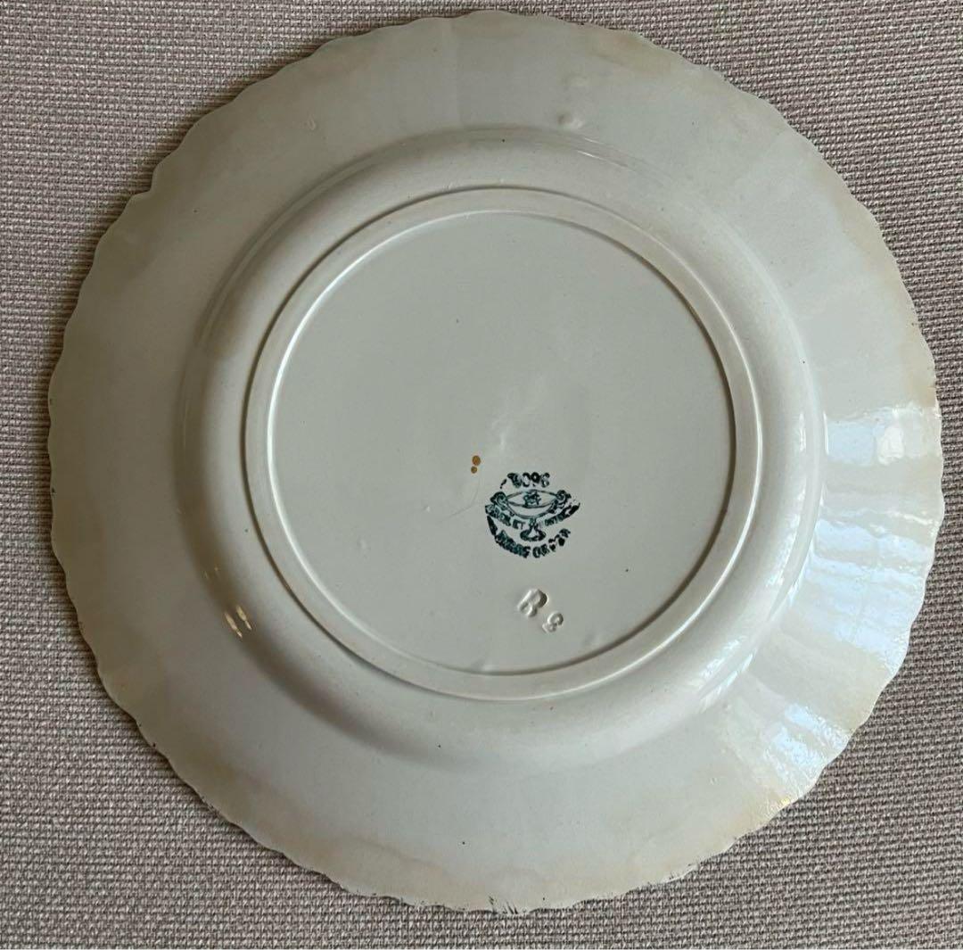 bbw01 フランス クレイユエモントロー プレート 金彩 青アザミ 5枚