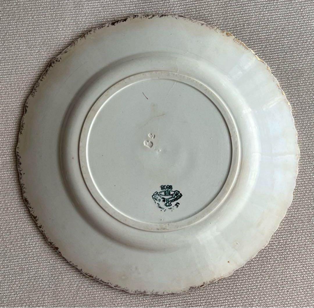 bbw01 フランス クレイユエモントロー プレート 金彩 青アザミ 5枚