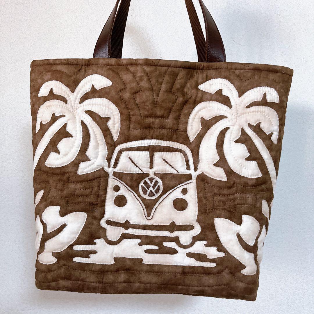 ハワイアンキルトバッグ、えみこちゃん様ページ、ブラウンバスとサーフボード