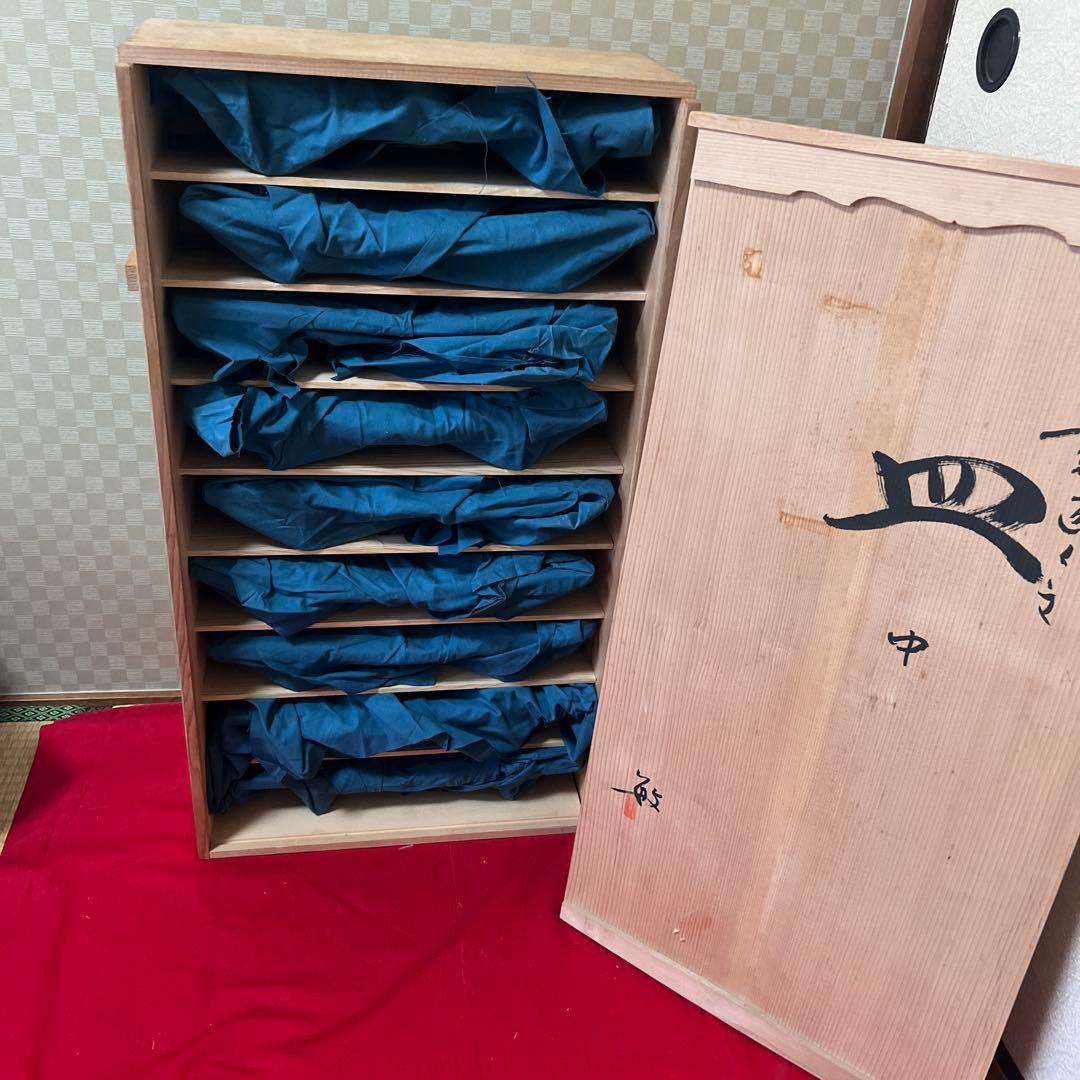 コレクション　未使用品　佐藤敏 お皿　九枚セット　本物保証品 供箱　共布