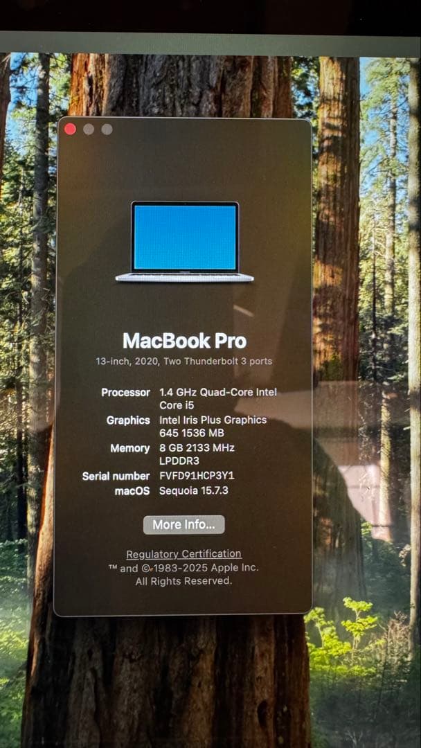 MacBook Pro 13インチ 2020 シルバー i5 8/256