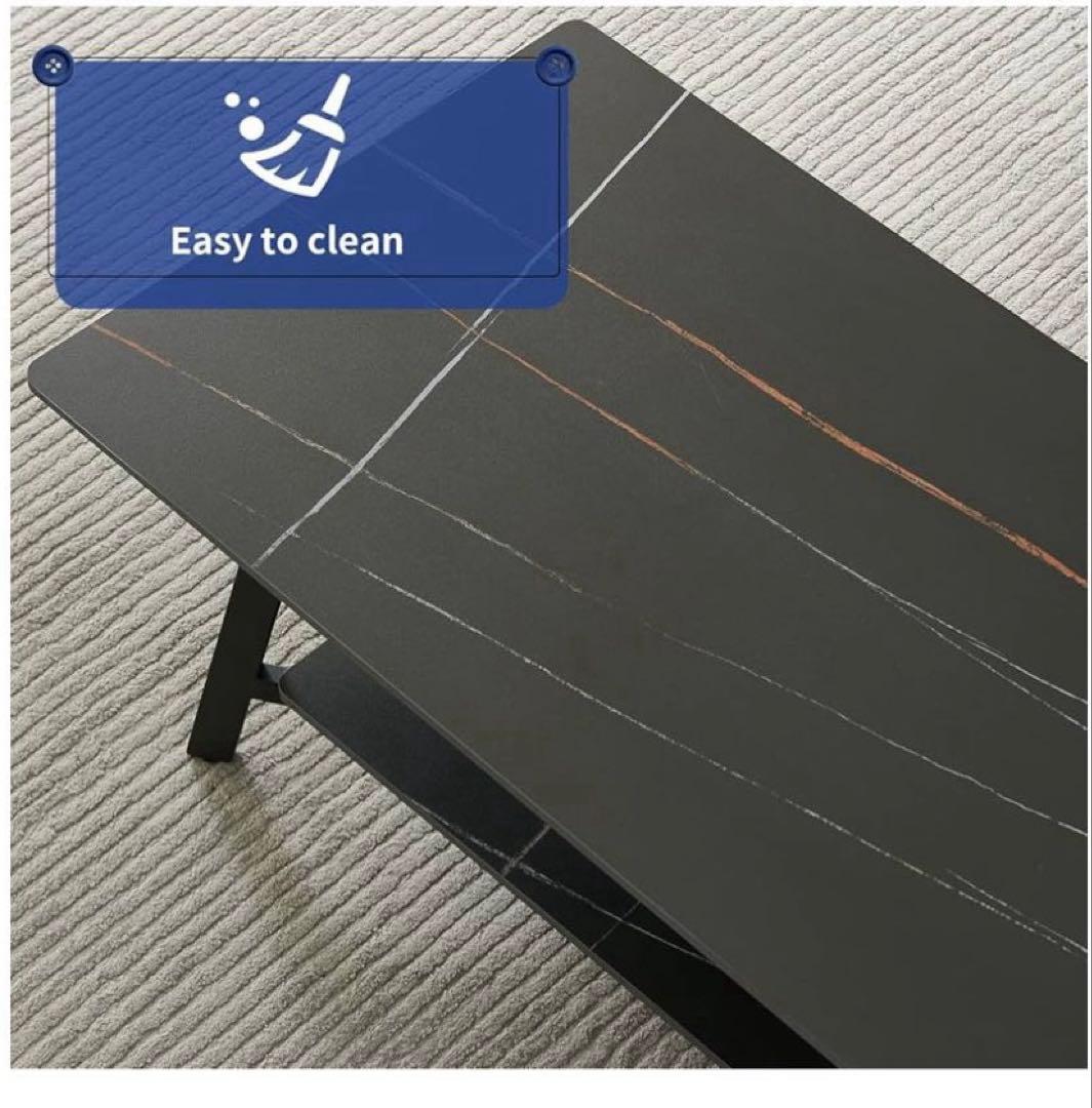 【送料込】ローテーブル ブラック 人工大理石風