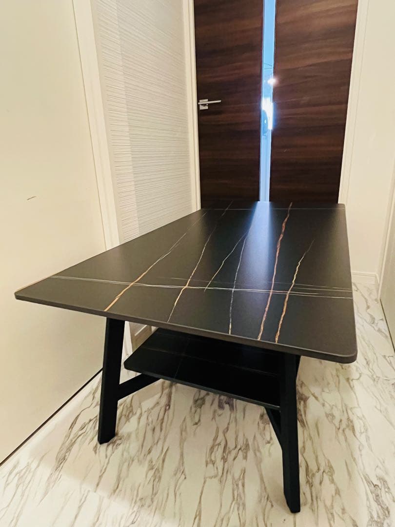 【送料込】ローテーブル ブラック 人工大理石風