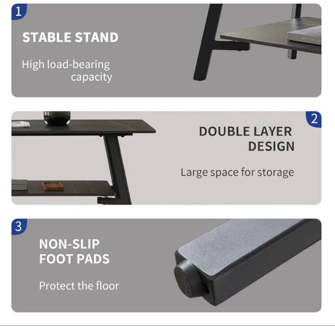 【送料込】ローテーブル ブラック 人工大理石風