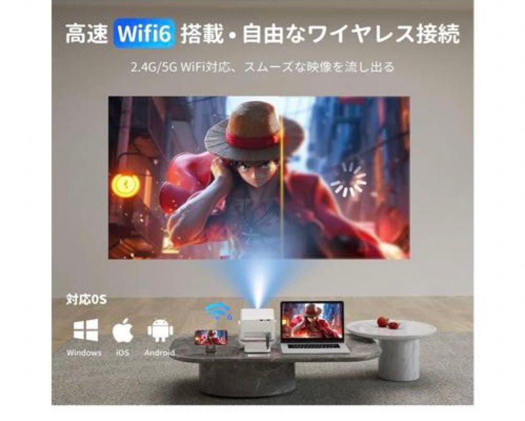 大特価‼️新型 1080P プロジェクター 家庭用 4K対応 天井投影　ホワイト