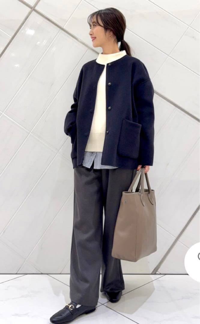 新品タグ付き　DOORS ウールリバーノーカーラミドルコート　NAVY