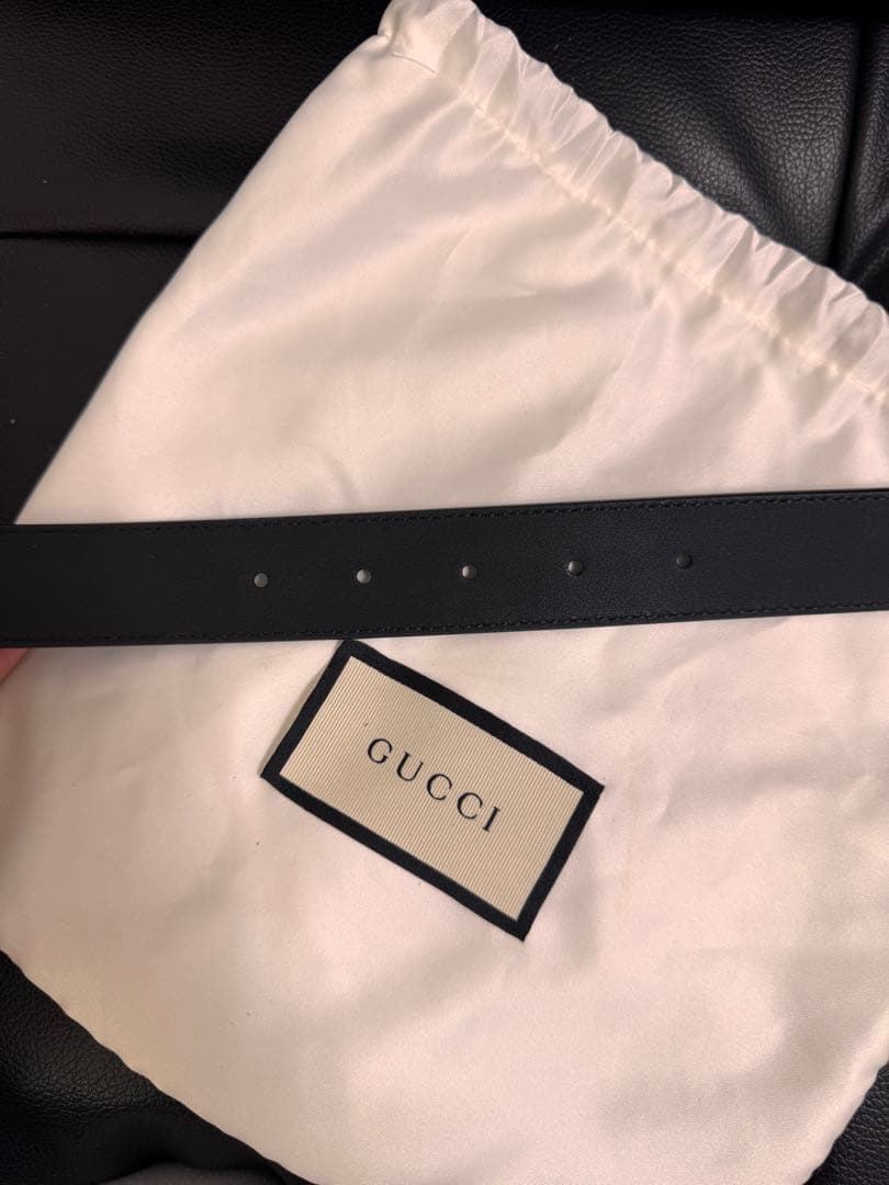 GUCCI ブラックレザーベルト 85cm ダブルGロゴ