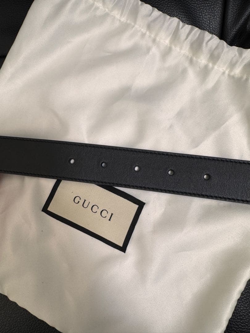 GUCCI ブラックレザーベルト 85cm ダブルGロゴ