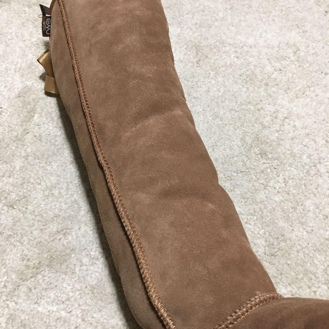 emu ♫ ニーハイ ムートンブーツ キャメル ブラウン 25cm W8 リボン